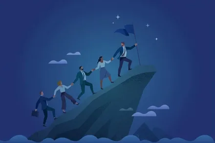 Illustration of a team ascending together